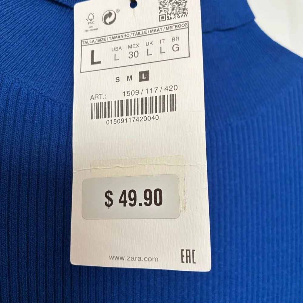 Zara Women's Long Sleeve Blue Turtleneck Dress - Picture 4 of 4